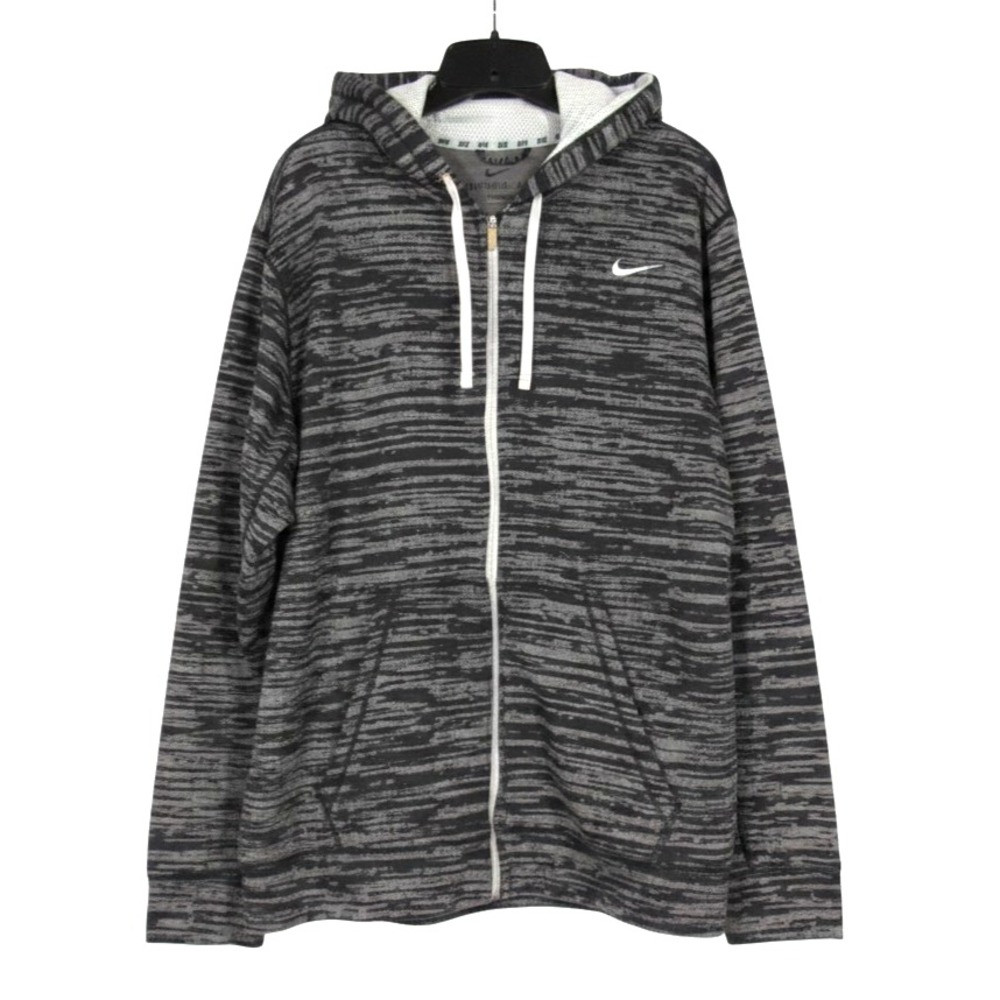 NIKE Men's THERMAL-FIT Fleece Backing GREY SPACE-DYE Full Zip HOODIE JACKET XXL